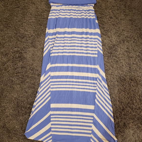 Cream & Blue Striped Maxi Skirt - Picture 1 of 8